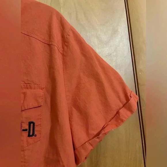 Harley Davidson Garage Shirt Pearl Snap Orange Size 1W EUC - Picture 7 of 12
